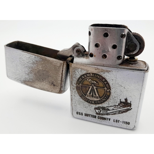 524 - Vietnam Era Zippo Date Coded 1966. Etched to the USS Sutter County LST-1150. This Tank Landing ship ... 