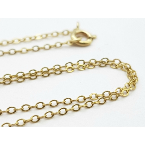 586 - A 9K Yellow Gold Disappearing Necklace. 42cm. 0.9g