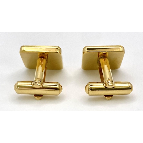 1076 - An Excellent Condition Pair of Square Yellow Gold Gilt Tortoiseshell Cufflinks by Dunhill in their O... 