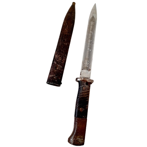 155 - Acid Etched WW2 German Waffen SS Bayonet. The bayonet and scabbard are a little tired and could do w... 