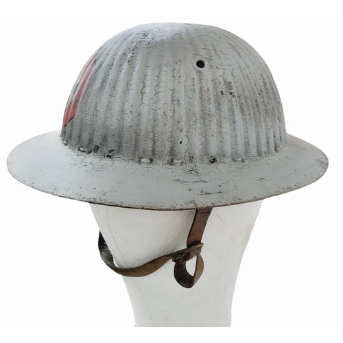 194 - WW1 Portuguese 1916 Helmet complete with original liner and chinstrap. The helmet was used again dur... 