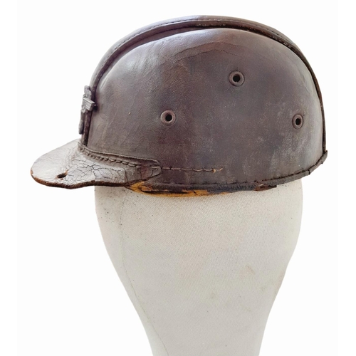 363 - Early 1930’s German Motorcycle Crash Helmet and liner with an NSKK Badge on the front.