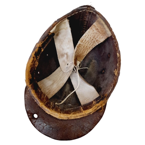 363 - Early 1930’s German Motorcycle Crash Helmet and liner with an NSKK Badge on the front.