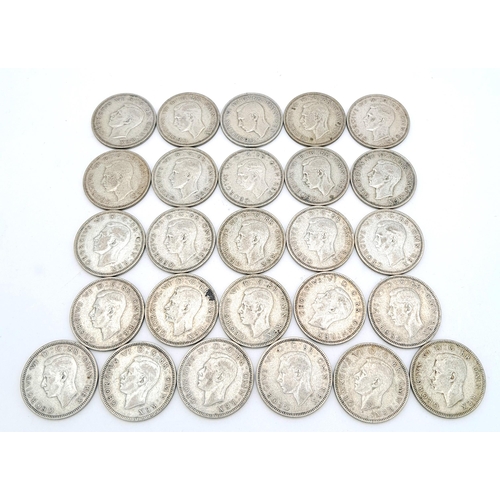 494 - A Parcel of 26 WW2 Dated Pre-1947 Silver Shillings. Comprising 5 x 1942, 5 x 1943, 7 x 1944 & 9 x 19... 