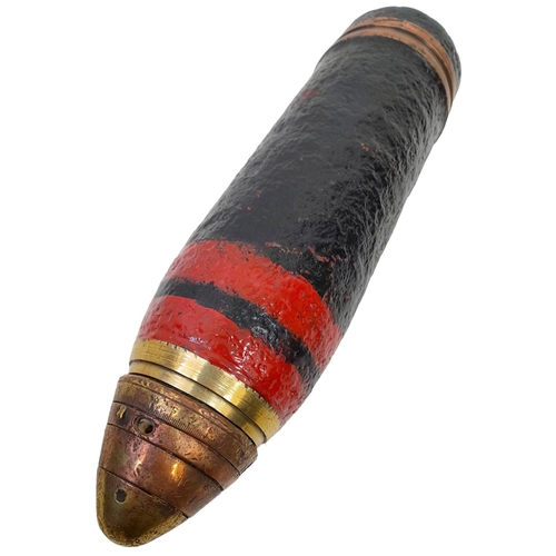 496 - INERT WW1 Cutaway 18 Pdr Shrapnel Shell Projectile. Complete with Brass No 80 Time Fuse. UK MAINLAND... 