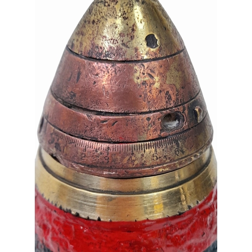 496 - INERT WW1 Cutaway 18 Pdr Shrapnel Shell Projectile. Complete with Brass No 80 Time Fuse. UK MAINLAND... 