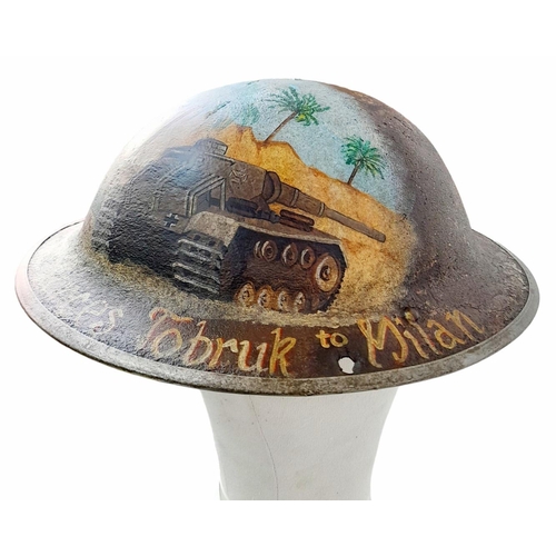 503 - WW2 Trench Art South African Mk II Helmet “From Tobruk to Milan”