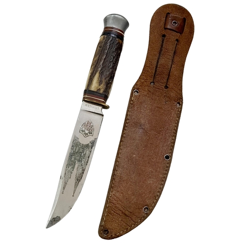 77 - 3rd Reich Hitler Youth Sheath Knife with acid etched blade dedicated to the 12th SS (Hitler Youth) P... 