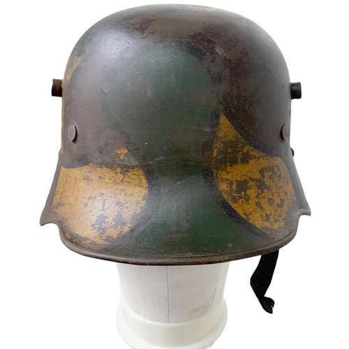 187 - WW1 Imperial German M18 Helmet and liner with Jigsaw Camouflage.