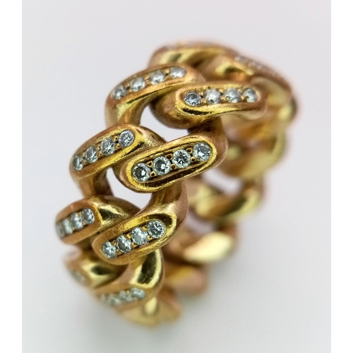 19 - A 9K YELLOW GOLD DIAMOND SET LINK RING 1CT APPROX 12.1G SIZE N.

SC 9095