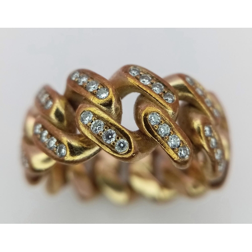 19 - A 9K YELLOW GOLD DIAMOND SET LINK RING 1CT APPROX 12.1G SIZE N.

SC 9095