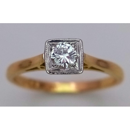 203 - A 18K YELLOW GOLD & PLATINUM DIAMOND SOLITAIRE RING 0.15CT 2.6G SIZE M/N

SPAS 9001