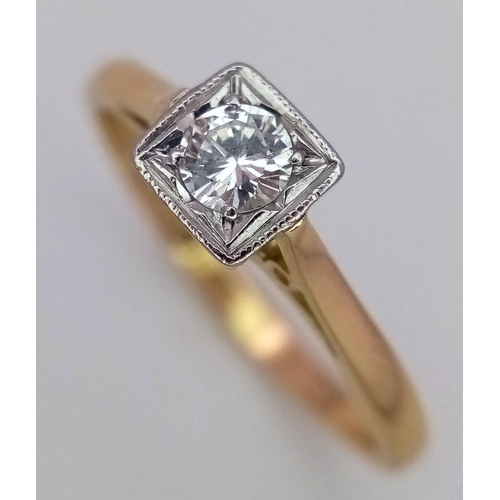 203 - A 18K YELLOW GOLD & PLATINUM DIAMOND SOLITAIRE RING 0.15CT 2.6G SIZE M/N

SPAS 9001