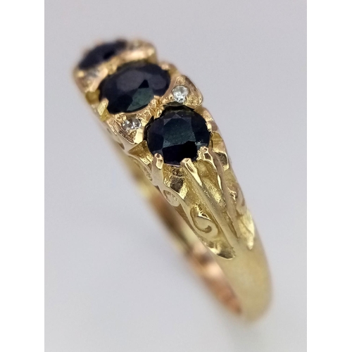 249 - A 9K YELLOW GOLD DIAMOND & SAPPHIRE RING 2.45G 0.50CT SAPPHIRES SIZE O

SPAS 9008