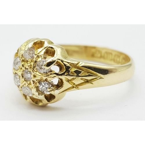 268 - AN ANTIQUE 18K YELLOW GOLD DIAMOND OLD CUT RING. Hallmarked Birmingham, 1916. 0.20ctw, size J, 2.8g ... 