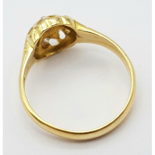 268 - AN ANTIQUE 18K YELLOW GOLD DIAMOND OLD CUT RING. Hallmarked Birmingham, 1916. 0.20ctw, size J, 2.8g ... 