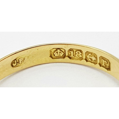 268 - AN ANTIQUE 18K YELLOW GOLD DIAMOND OLD CUT RING. Hallmarked Birmingham, 1916. 0.20ctw, size J, 2.8g ... 