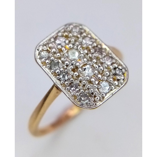 289 - AN 18K YELLOW GOLD & PLATINUM VINTAGE DIAMOND RING. 0.20ctw, size J, 2.6g total weight. Ref: SC 9035