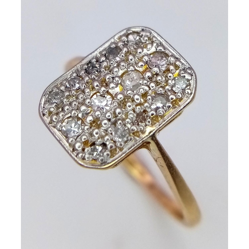 289 - AN 18K YELLOW GOLD & PLATINUM VINTAGE DIAMOND RING. 0.20ctw, size J, 2.6g total weight. Ref: SC 9035