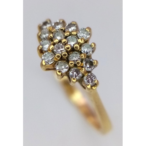 300 - A 18K YELLOW GOLD DIAMOND CLUSTER RING 0.25CT 2.9G SIZE N

A/S 1026