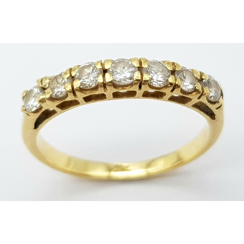 305 - AN 18K (TESTED) YELLOW GOLD DIAMOND BAND RING. 0.35ctw, size I, 1.9g total weight. Ref: SC 9043