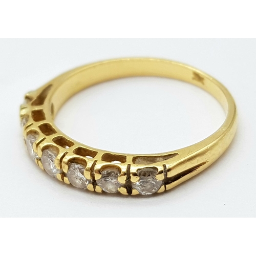 305 - AN 18K (TESTED) YELLOW GOLD DIAMOND BAND RING. 0.35ctw, size I, 1.9g total weight. Ref: SC 9043