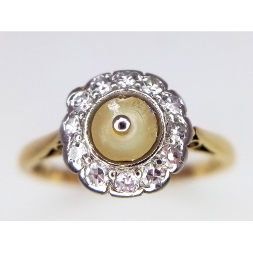 319 - AN 18K YELLOW GOLD & PLATINUM DIAMOND RING. 0.35ctw, size L, 2.5g total weight. Ref: SC 9046