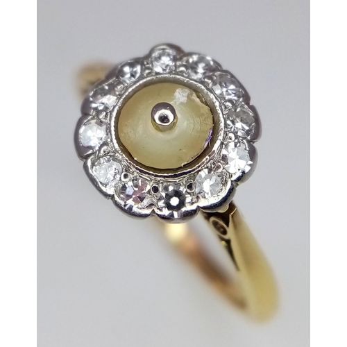 319 - AN 18K YELLOW GOLD & PLATINUM DIAMOND RING. 0.35ctw, size L, 2.5g total weight. Ref: SC 9046