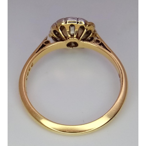 319 - AN 18K YELLOW GOLD & PLATINUM DIAMOND RING. 0.35ctw, size L, 2.5g total weight. Ref: SC 9046