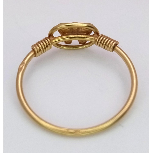 527 - AN 18K (TESTED) YELLOW GOLD BUTTERFLY RING. Size J, 1.3g weight. Ref: SC 9039