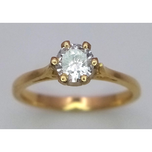 61 - A 18K (TESTED AS) YELLOW GOLD DIAMOND SOLITAIRE RING 0.45CT 2.7G SIZE M

SPAS 9002