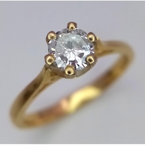 61 - A 18K (TESTED AS) YELLOW GOLD DIAMOND SOLITAIRE RING 0.45CT 2.7G SIZE M

SPAS 9002