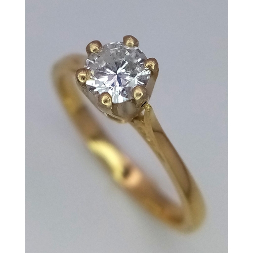 61 - A 18K (TESTED AS) YELLOW GOLD DIAMOND SOLITAIRE RING 0.45CT 2.7G SIZE M

SPAS 9002