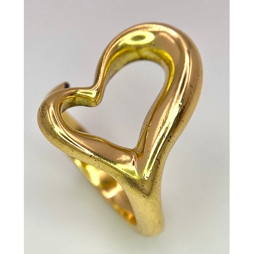 96 - A 18K YELLOW GOLD TIFFANY & CO ELSA PERETTI HEART RING 10.1G SIZE H 1/2

SC 9062