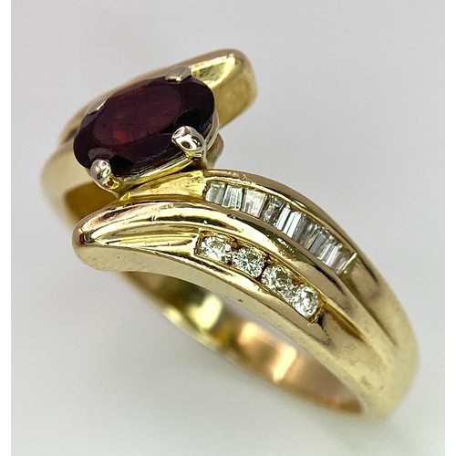 186 - A 14K YELLOW GOLD DIAMOND & GARNET TWISTED RING 0.20CT 5.4G SIZE R

SC 9074