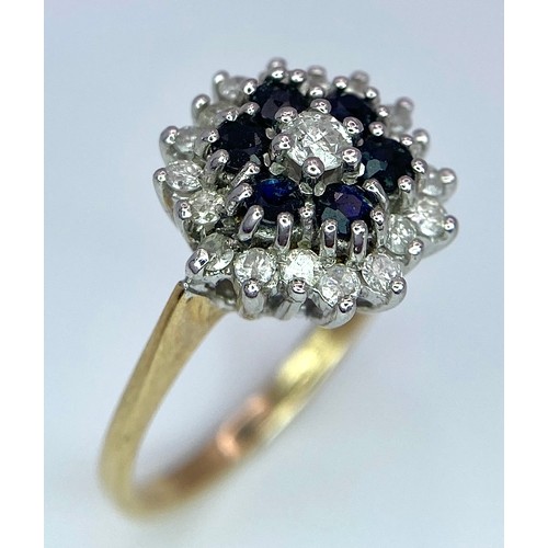 328 - A 9K YELLOW GOLD DIAMOND & SAPPHIRE CLUSTER RING 2.5G SIZE J

SPAS 9019