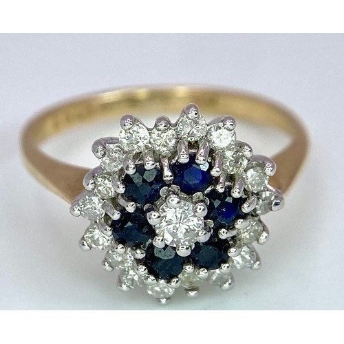 328 - A 9K YELLOW GOLD DIAMOND & SAPPHIRE CLUSTER RING 2.5G SIZE J

SPAS 9019