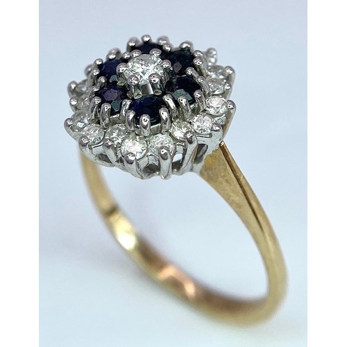 328 - A 9K YELLOW GOLD DIAMOND & SAPPHIRE CLUSTER RING 2.5G SIZE J

SPAS 9019