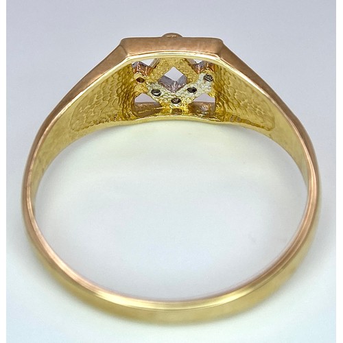 335 - A 9K YELLOW GOLD DIAMOND SET MASONIC SYMBOL RING 2.7G SIZE U 1/2

SPAS 9017