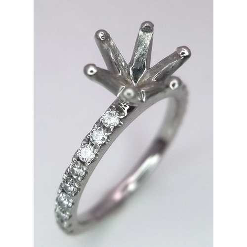 193 - A PLATINUM DIAMOND RING, DIAMONDS SET ON BOTH SHOULDERS, MOUNT READY TO SET YOUR DREAM CENTRE STONE ... 