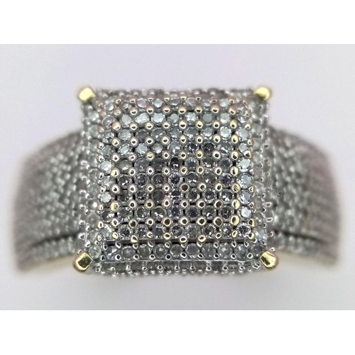 242 - A 9ct Yellow Gold Pave Set Diamond Ring, over 2ct Diamonds, size P, 5.6g.

ref: PWN3212