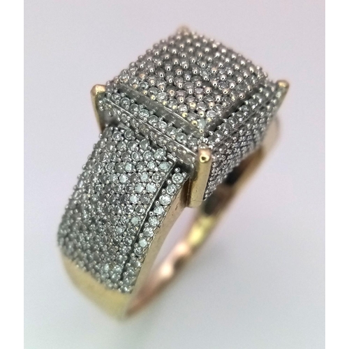 242 - A 9ct Yellow Gold Pave Set Diamond Ring, over 2ct Diamonds, size P, 5.6g.

ref: PWN3212