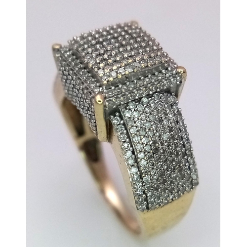 242 - A 9ct Yellow Gold Pave Set Diamond Ring, over 2ct Diamonds, size P, 5.6g.

ref: PWN3212