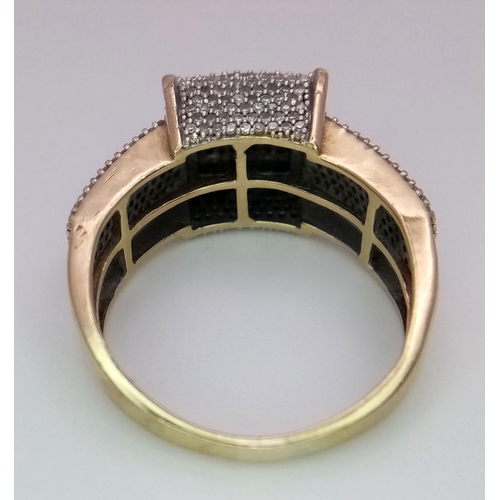 242 - A 9ct Yellow Gold Pave Set Diamond Ring, over 2ct Diamonds, size P, 5.6g.

ref: PWN3212