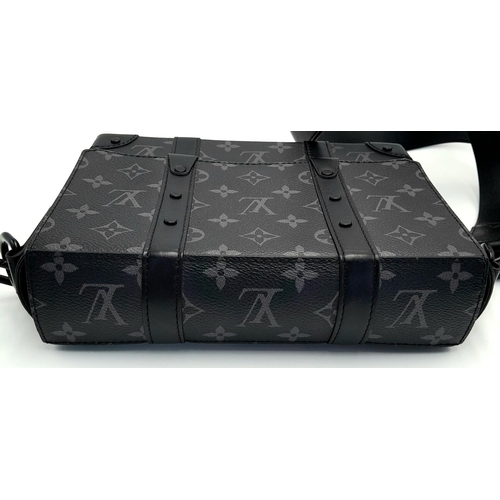 2 - A Louis Vuitton Black Eclipse Trunk Messenger Bag. Monogramed canvas exterior with black-toned hardw... 