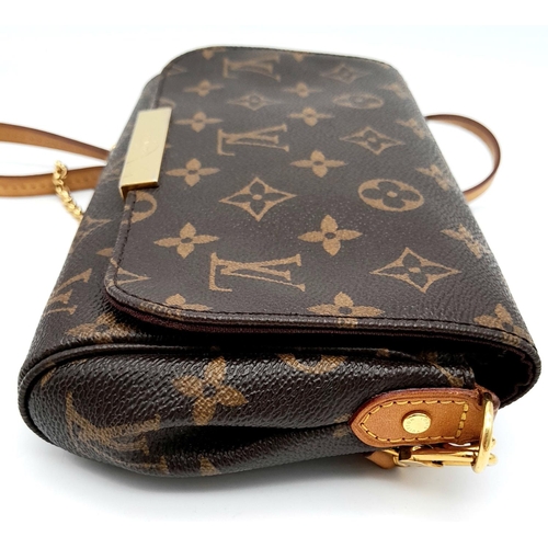 65 - A Louis Vuitton Favourite PM Bag. Monogramed canvas exterior with gold-toned hardware, thin leather ... 