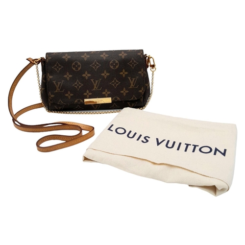 65 - A Louis Vuitton Favourite PM Bag. Monogramed canvas exterior with gold-toned hardware, thin leather ... 