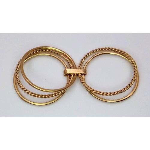 228 - A 16ct Yellow Gold (tested as) Stacking Ring, size I, 2.7g total weight.

ref: 1515I