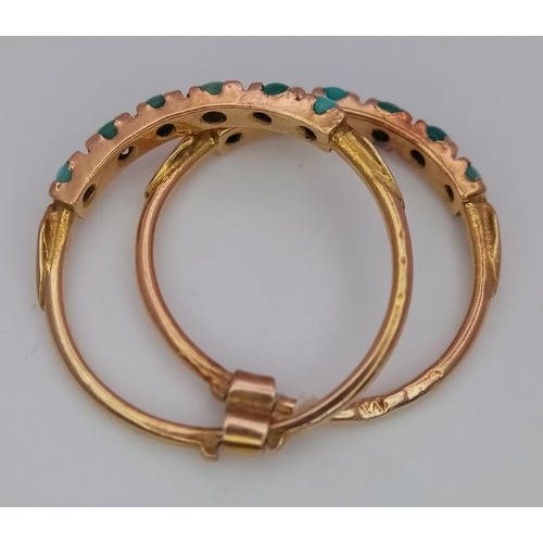 235 - A 14ct Yellow Gold (tested as) Turquoise Stacking Ring, size L, 2.6g total weight.

ref: 1513I