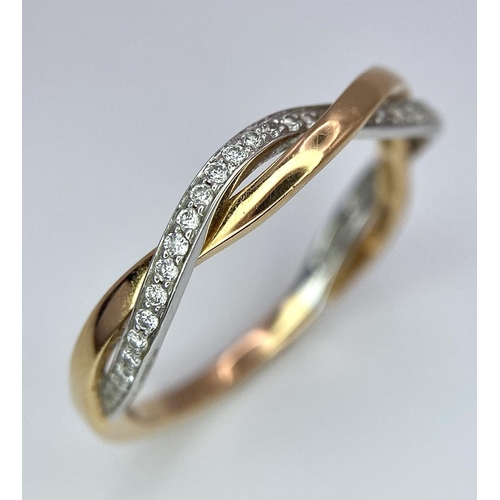 260 - A job lot of three 18 K yellow gold items, consisting of a diamond bangle with an elegant cross over... 